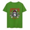 Green cotton T-shirt with "AMERICAN LEGEND" gorilla graphic print, summer fashion.