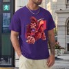 Purple cotton men's t-shirt with red monster graphic print by Inkedjoy