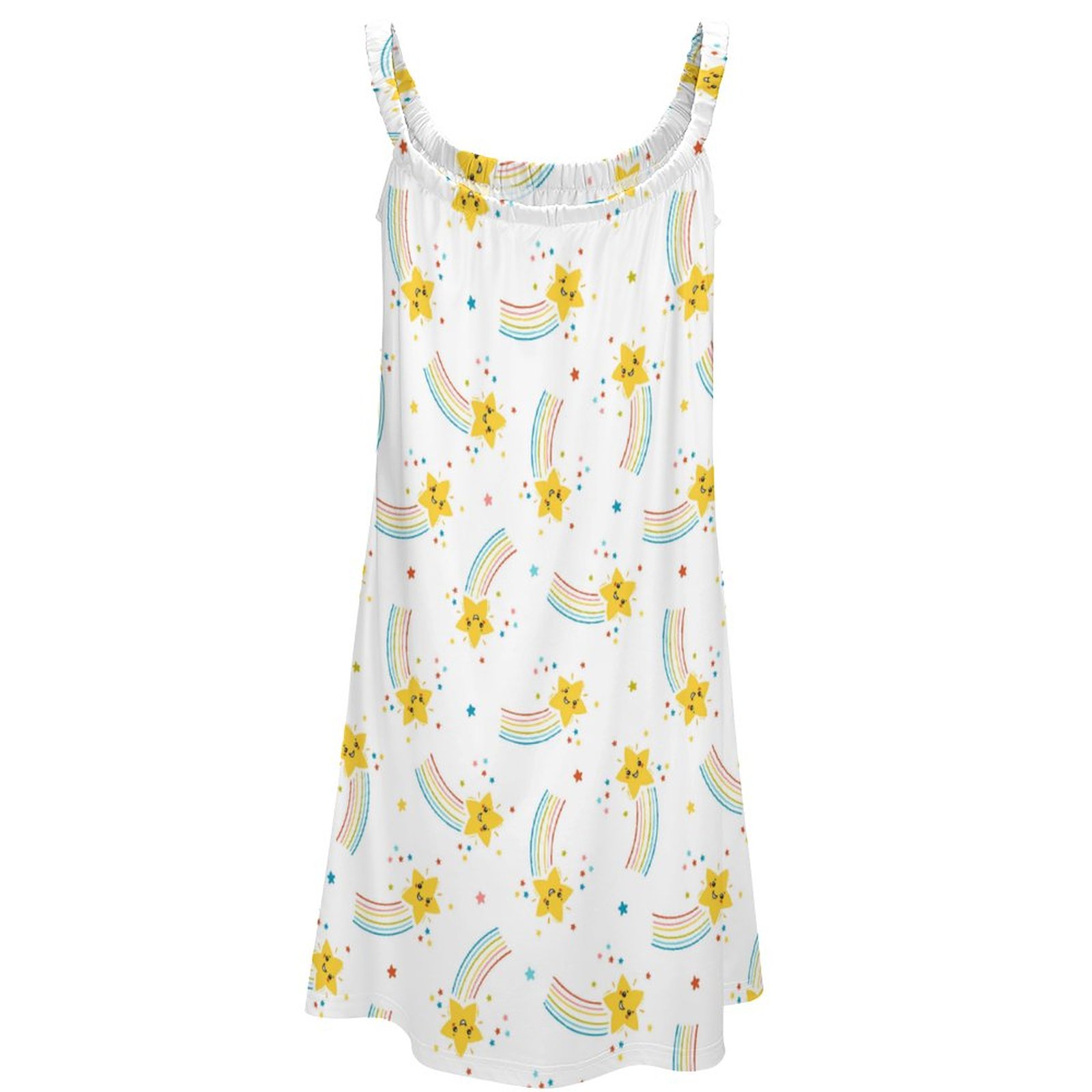 White floral beach sling dress, party or vacation wear, soft polyester.