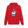 Red Men's Hooded Sweatshirt with Unicorn Graphic Print, Cotton Fleece, Unisex