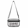 Transparent PVC satchel with Taylor Swift text, shoulder strap, suitable for work and travel.