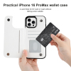iPhone 16 Pro Max wallet case, card slot design, white TPU leather cover