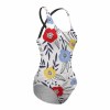 Floral print one-piece swimsuit for women with adjustable straps and flattering design, beach swimwear.