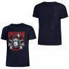 Navy blue pure cotton T-shirt with "AMERICAN LEGEND" gorilla graphic print, summer fashion.