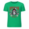 Green cotton short-sleeved T-shirt with American Legend gorilla graphic print