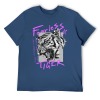 Men's blue cotton Fearless Tiger graphic T-shirt, collection.