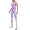 Ladies' colorful yoga bodysuit, sleeveless, moisture-wicking, streamlined design, perfect for sports and fitness