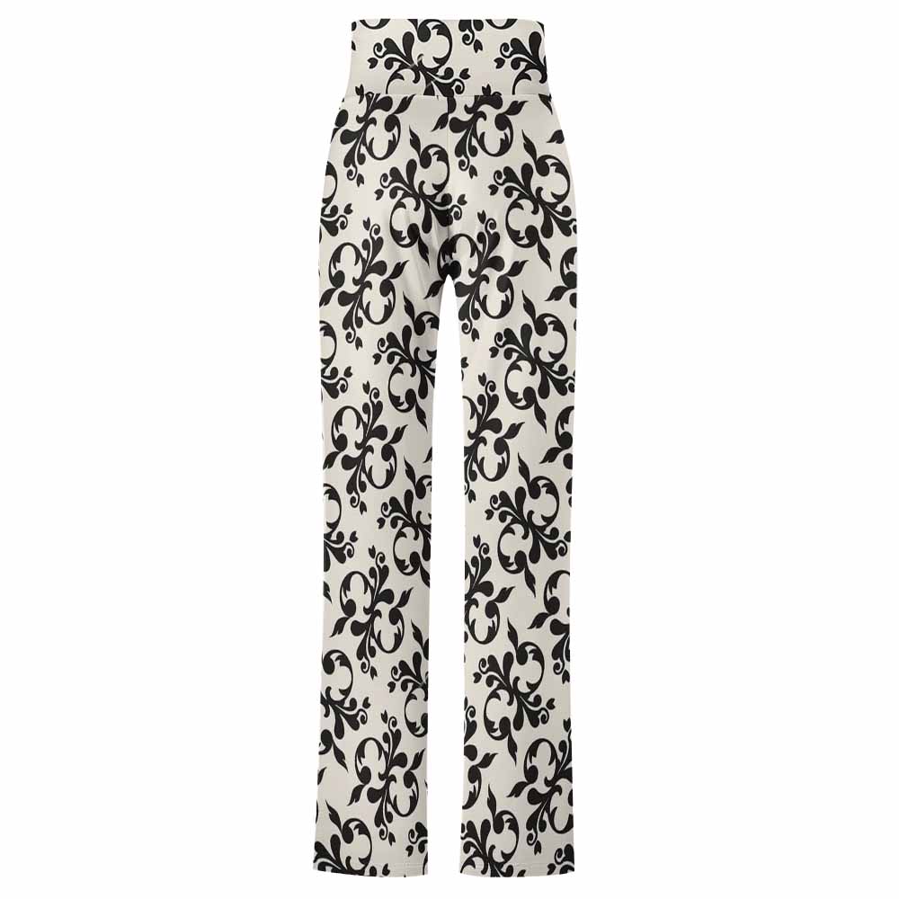 XP Straight Lace-Up Yoga Pants in White and Black Floral Print