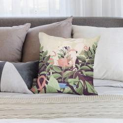 Double-sided design plush pillow case featuring a vibrant floral and bird pattern, perfect for bedroom and living room decor.