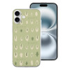 iPhone 16 Series olive green TPU case with white abstract pattern, protective cover