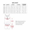 Size chart for plus size split swimsuit. Measurements include length, bust, and bottom hem for accurate fitting.