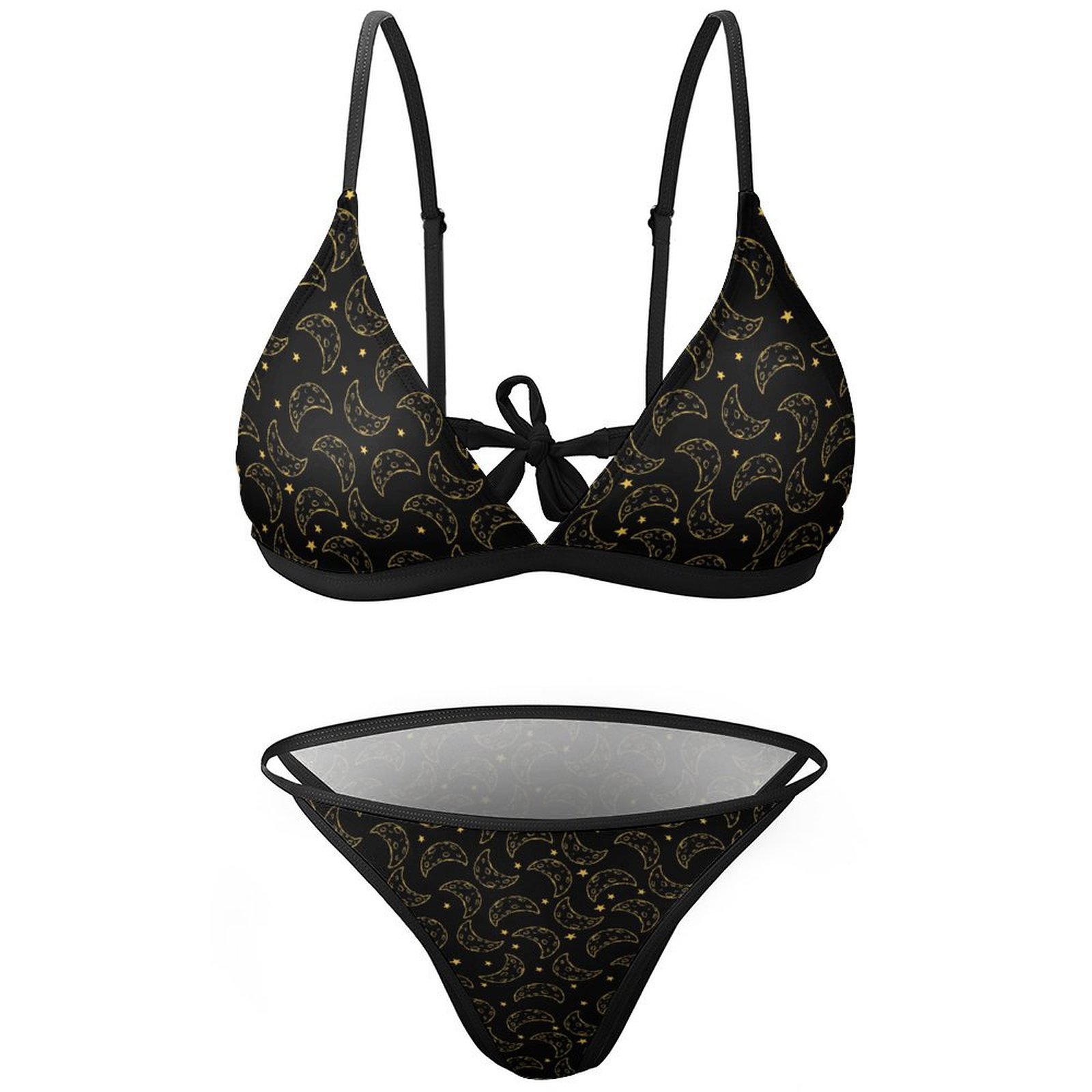 Black Sparkly Two-Piece Bikini Swimsuit with Adjustable Straps