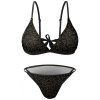 Black Sparkly Two-Piece Bikini Swimsuit with Adjustable Straps