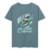 Turquoise cotton surfing T-shirt with Wild Wave California graphic