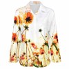 Floral print irregular hem shirt for women, made of polyester, casual style