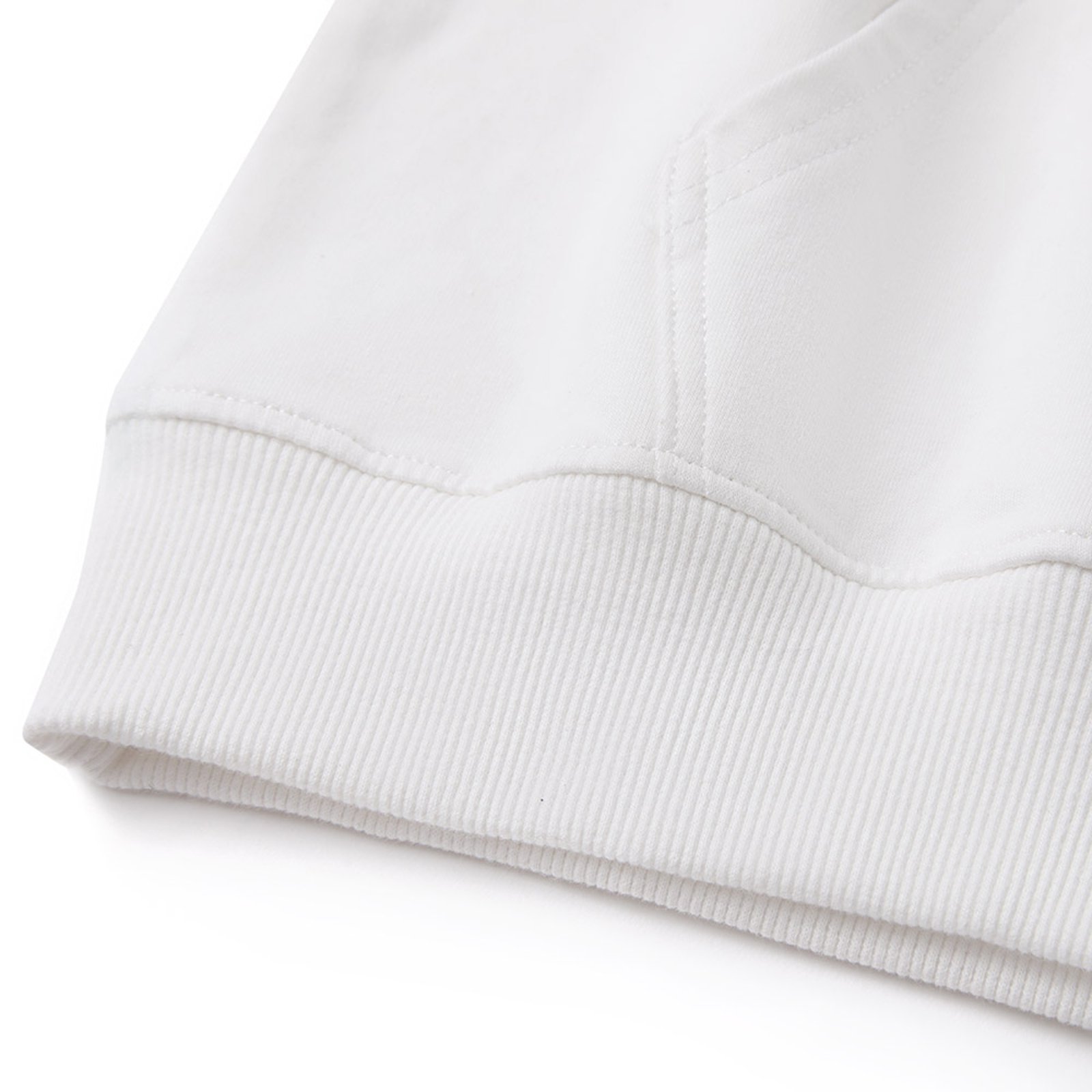White Hoodie Sweatshirt Cuff Detail, Comfortable Cotton Blend for Women's Apparel