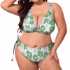 Plus size bikini swimsuit, featuring a floral pattern and adjustable straps, perfect for vacation and swimming