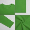 Green pure cotton long-sleeved T-shirt. Details of fabric, collar, and sleeve for casual wear.
