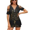 Ladies BE Zip Off Shoulder Top, black off-the-shoulder with straps, and v-neckline.