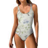 Chic Design Adult One Piece Swimsuit with Floral Print. Comfortable and slimming polyester swimsuit for beach and pool.