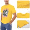 Yellow cotton men's Fearless Tiger graphic T-shirt, front and back print, with comfort details