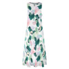 White floral print long dress, sleeveless polyester summer vacation outfit