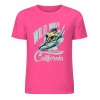 Pink pure cotton short sleeve T-shirt with Wild Wave California surfing graphic