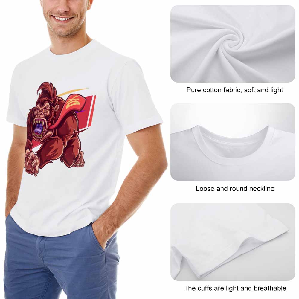 White cotton Inkedjoy T-shirt with red monster graphic print and soft fabric details