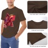 Brown men's cotton t-shirt with a red monster graphic print | Inkedjoy