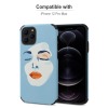 Blue Microfiber iPhone 12 case with abstract face art, compatible with iPhone 12 Pro Max