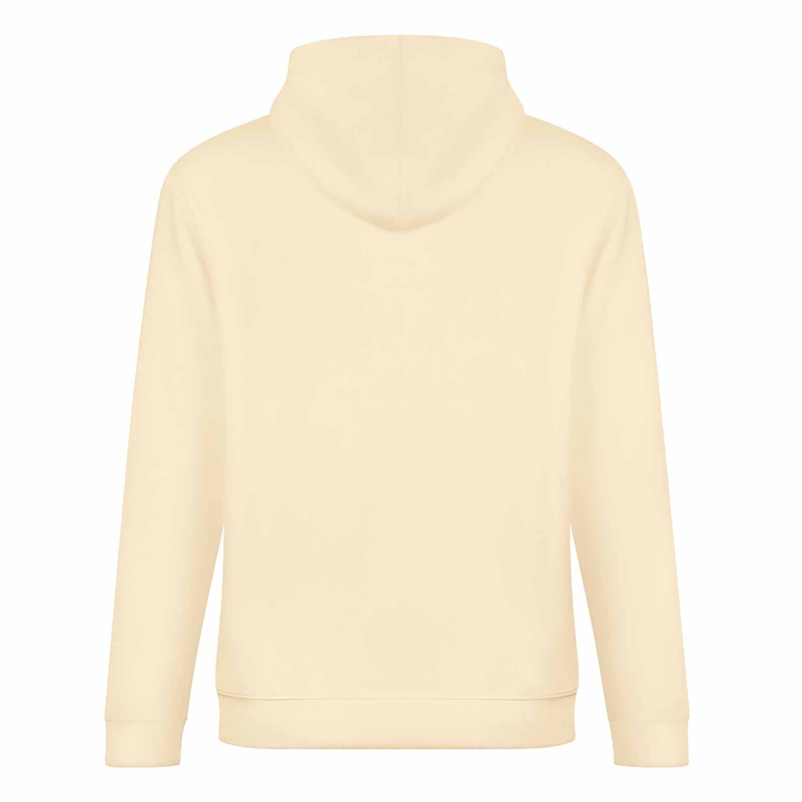 Cream-colored 100% cotton hoodie, loose fit, suitable for daily wear.