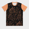 Ice Silk All Print T-shirt with black and orange pumpkin pattern, perfect for summer wear.
