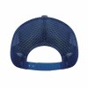 Navy blue mesh back baseball cap, adjustable fit for outdoor wear.