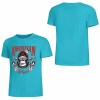 Turquoise pure cotton T-shirt with AMERICAN LEGEND gorilla graphic print, summer fashion