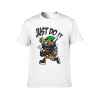 White Men's Cotton T-shirt with cartoon baseball graphic and 'Just Do It' print