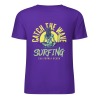 Purple pure cotton surfing T-shirt with 'Catch the Wave' graphic, summer fashion.