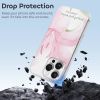 iPhone 16 case, pink floral, drop protection, "May all your wishes come true" text, TPU.
