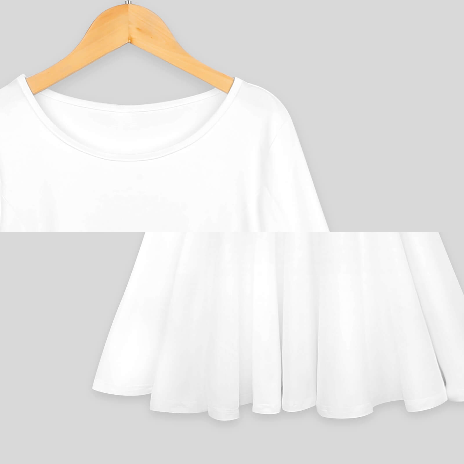 White long sleeve girls dress with skirt, made of soft polyester-spandex blend, suitable for daily wear.