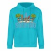 Turquoise blue cotton CALIFORNIA SURFING hoodie, loose fit, for daily wear.