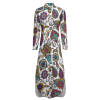 Button Neck Long Sleeve Paisley Shirt Dress in Polyester