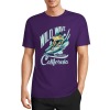Purple cotton surfing T-shirt with 'Wild Wave California' print, summer fashion