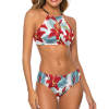 Floral print halter bikini swimsuit, perfect for summer beach wear, women's swimwear