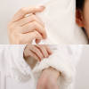 White Women's Hooded Blanket Shirt, showing details of sleeve and cuff, comfortable polyester fabric.