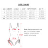 Size chart for ladies polka dot one-piece swimsuit. Includes measurements in cm/in.