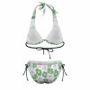 Plus size floral bikini swimsuit with halter top and adjustable ties, perfect for beach vacation.