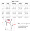 Oversized V-neck dress size chart with detailed measurements
