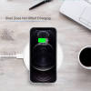 iPhone 12 series phone on wireless charger, black case, supporting wireless charging, Inkedjoy.