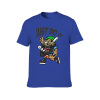 Blue Men's Cotton T-shirt with Cartoon Baseball Player Graphic and 'Just Do It' Print