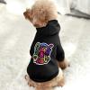Black Pet Suit with colorful graphic, hip-hop style, polyester cotton fabric, perfect for stylish pets
