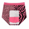 Pink zebra and leopard print trouser skirt with pockets. Suitable for spring and autumn, made of polyester material.